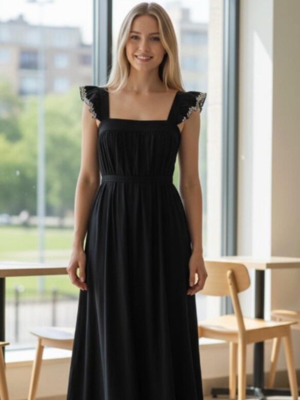 LOFT Outlet Ruffle Sleeve Belted Midi Dress medium NWT